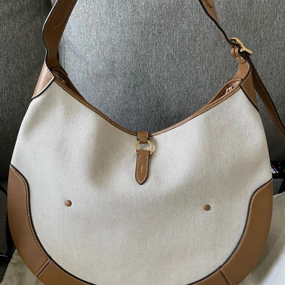 NWT Polo by Ralph Lauren Tan and Cream Hobo Bag - Picture 3 of 6